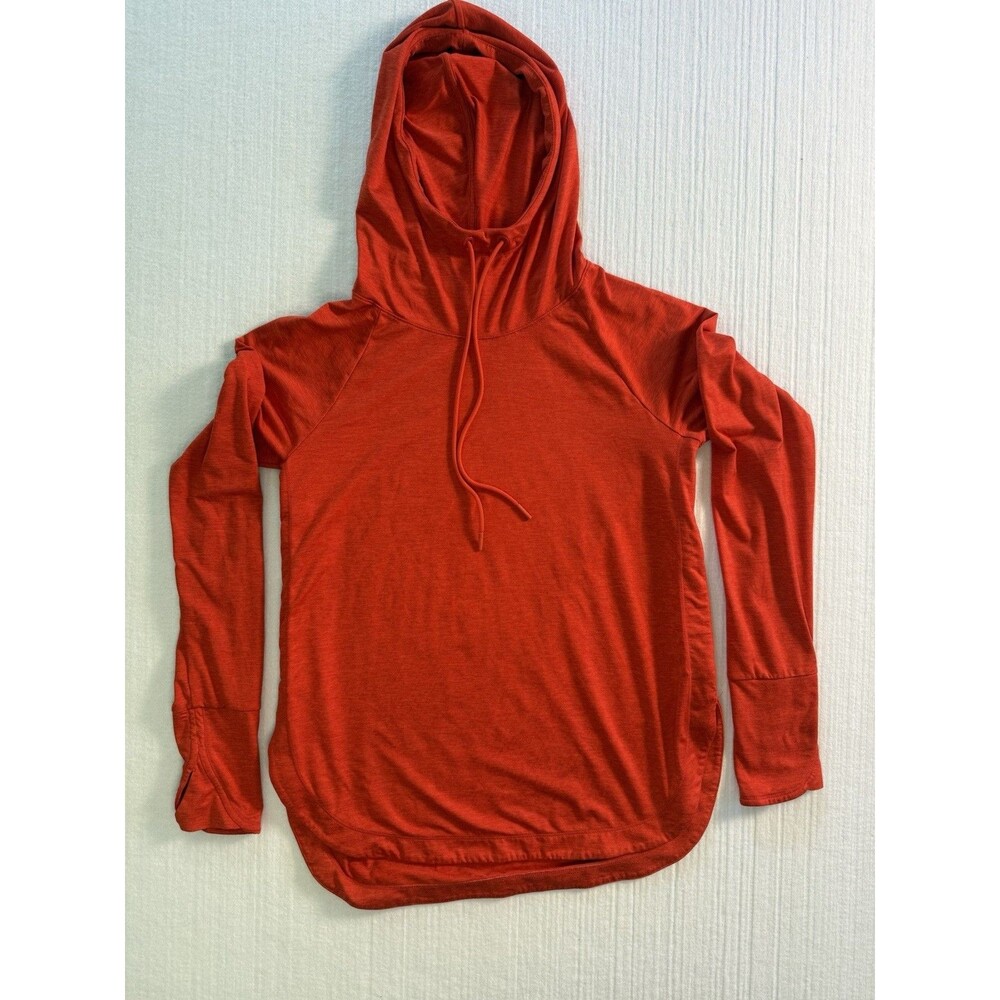 Athleta Women’s Orange Lightweight Hoodie Size M Long Sleeve Stretch Pullover - Picture 1 of 7